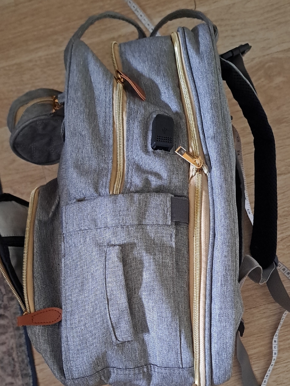 SUNSHINE Gray Baby Backpack with Tan Accents - Picture 8 of 13